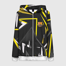 Толстовка на молнии женская ФК Барселона эмблема, цвет: 3D-белый
