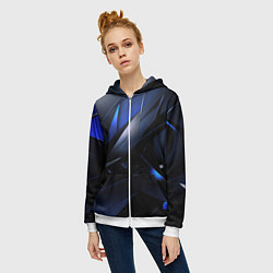 Толстовка на молнии женская Blue black background, цвет: 3D-белый — фото 2