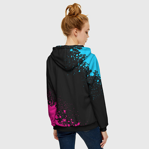 Женская толстовка на молнии FAW - neon gradient: надпись, символ / 3D-Черный – фото 4