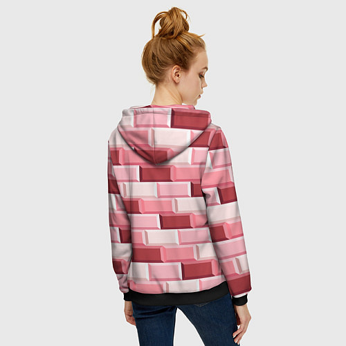 Женская толстовка на молнии Красные кирпичи / 3D-Черный – фото 4