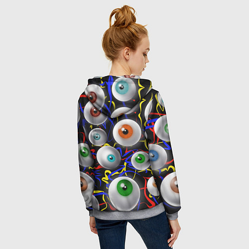 Женская толстовка на молнии Глазы / 3D-Меланж – фото 4