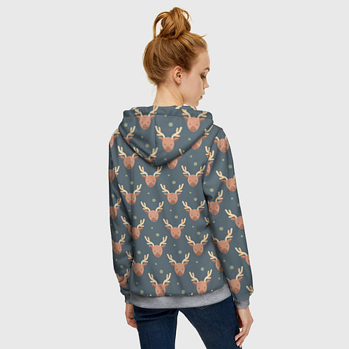 Женская толстовка на молнии Паттерн милый лось / 3D-Меланж – фото 4