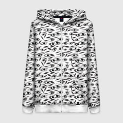 Толстовка на молнии женская Море глаз на белом фоне, цвет: 3D-белый