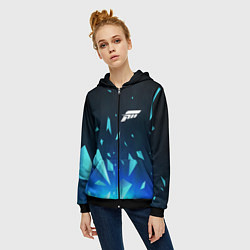 Толстовка на молнии женская Forza Horizon взрыв частиц, цвет: 3D-черный — фото 2