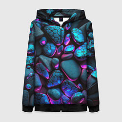 Толстовка на молнии женская Неоновые камни, цвет: 3D-черный