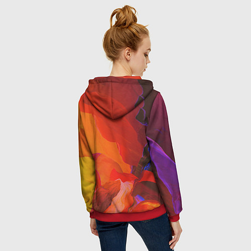 Женская толстовка на молнии Красно-оранжевый камень / 3D-Красный – фото 4