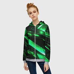 Толстовка на молнии женская Зеленая неоновая абстракция, цвет: 3D-меланж — фото 2