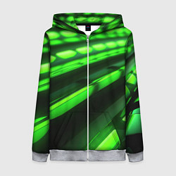 Женская толстовка на молнии Green neon abstract