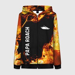 Толстовка на молнии женская Papa Roach и пылающий огонь, цвет: 3D-черный