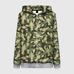 Толстовка на молнии женская Камуфляж из раков, цвет: 3D-меланж