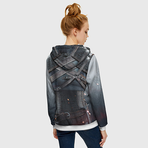 Женская толстовка на молнии Броня Геральта / 3D-Белый – фото 4