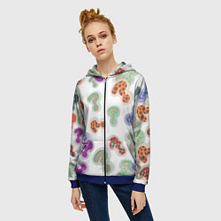 Толстовка на молнии женская Вопросики, цвет: 3D-синий — фото 2