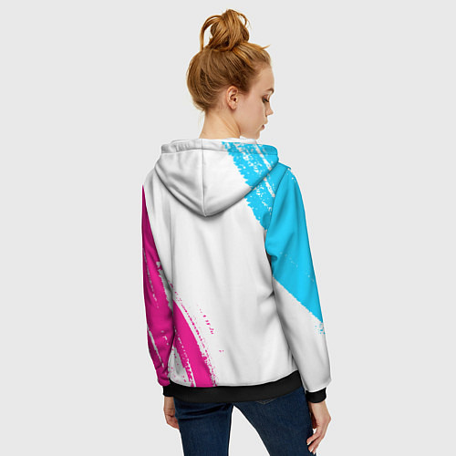 Женская толстовка на молнии Evanescence neon gradient style: надпись, символ / 3D-Черный – фото 4