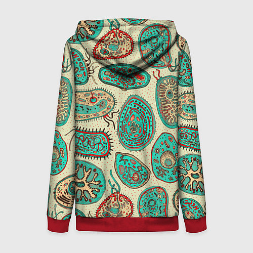 Женская толстовка на молнии Бактерии / 3D-Красный – фото 2