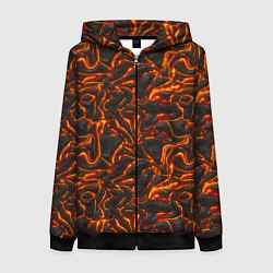 Толстовка на молнии женская Огненная лава, цвет: 3D-черный