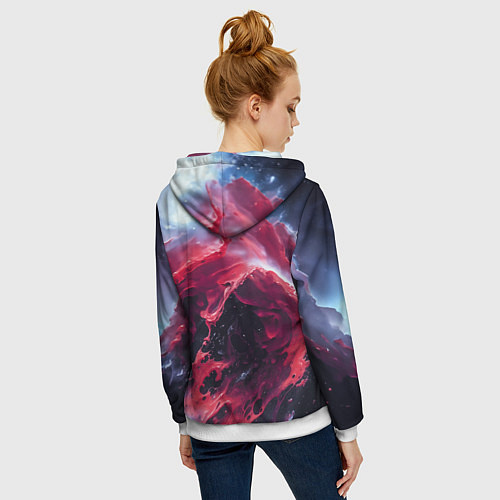 Женская толстовка на молнии Сова взгляд краска / 3D-Белый – фото 4