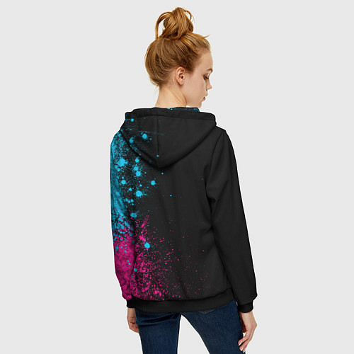 Женская толстовка на молнии Valorant - neon gradient: по-вертикали / 3D-Черный – фото 4
