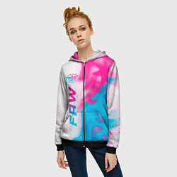 Толстовка на молнии женская FAW neon gradient style: по-вертикали, цвет: 3D-черный — фото 2