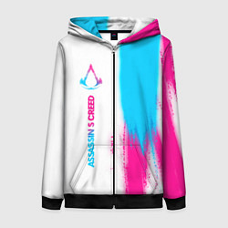 Толстовка на молнии женская Assassins Creed neon gradient style: по-вертикали, цвет: 3D-черный