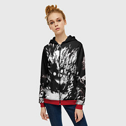 Толстовка на молнии женская Dead inside sf, цвет: 3D-красный — фото 2