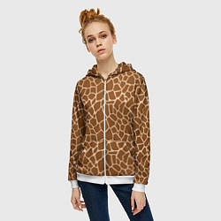 Толстовка на молнии женская Пятнистая шкура жирафа, цвет: 3D-белый — фото 2