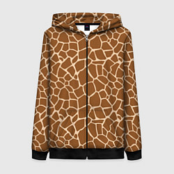 Толстовка на молнии женская Пятнистая шкура жирафа, цвет: 3D-черный