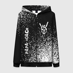 Толстовка на молнии женская Papa Roach и рок символ на темном фоне, цвет: 3D-черный