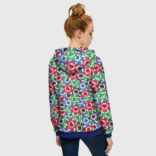 Женская толстовка на молнии Фишки, Ставки, Покер / 3D-Синий – фото 4