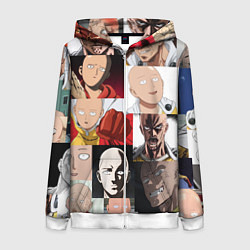 Толстовка на молнии женская Saitama - many faces, цвет: 3D-белый