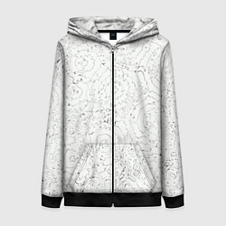 Толстовка на молнии женская Хаотичная черно-белая рябь - узор Хуф и Ся, цвет: 3D-черный