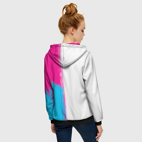 Женская толстовка на молнии Valorant neon gradient style: по-вертикали / 3D-Черный – фото 4