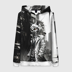 Толстовка на молнии женская Кибернетический кицунэ, цвет: 3D-белый