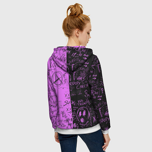 Женская толстовка на молнии Dead inside purple black / 3D-Белый – фото 4