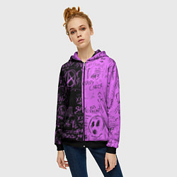 Толстовка на молнии женская Dead inside purple black, цвет: 3D-черный — фото 2
