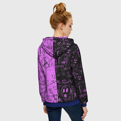 Женская толстовка на молнии Dead inside purple black / 3D-Синий – фото 4