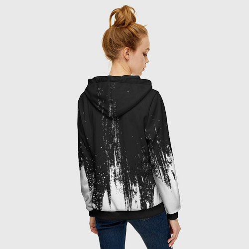 Женская толстовка на молнии Burzum и рок символ на темном фоне / 3D-Черный – фото 4