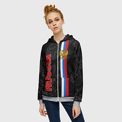 Толстовка на молнии женская Russia black style, цвет: 3D-меланж — фото 2