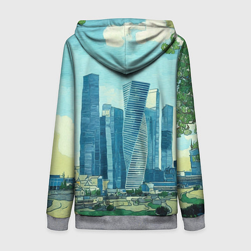Женская толстовка на молнии Москва-сити Ван Гог / 3D-Меланж – фото 2