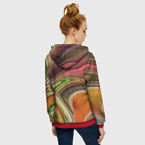 Женская толстовка на молнии Waves colors / 3D-Красный – фото 4