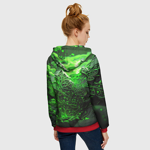Женская толстовка на молнии Зеленая кислота / 3D-Красный – фото 4