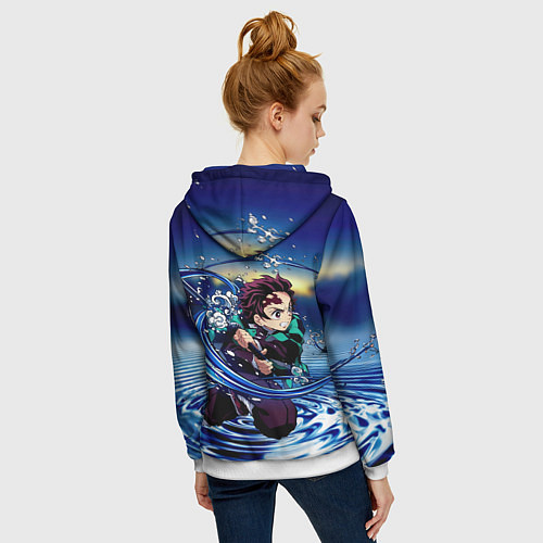 Женская толстовка на молнии Танджиро Камадо Клинок, рассекающий демонов / 3D-Белый – фото 4