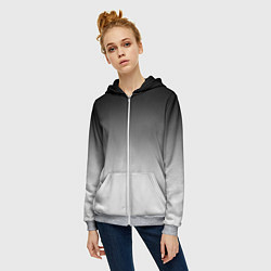Толстовка на молнии женская Black and white gradient, цвет: 3D-меланж — фото 2