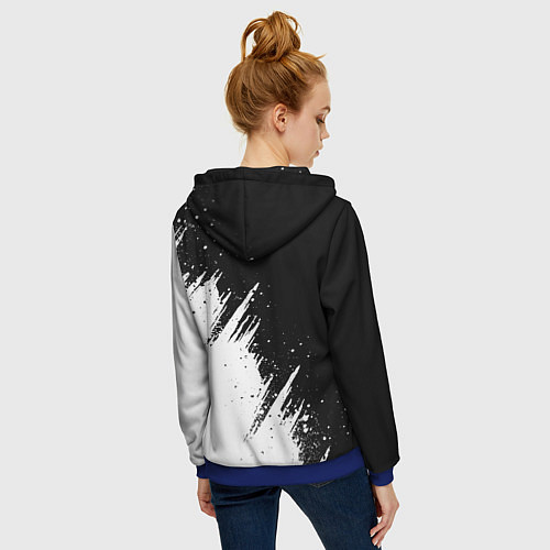 Женская толстовка на молнии Ауди - белые потертости / 3D-Синий – фото 4