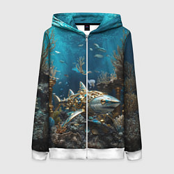 Женская толстовка на молнии Механическая акула