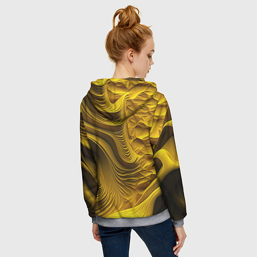 Женская толстовка на молнии Объемная желтая текстура / 3D-Меланж – фото 4