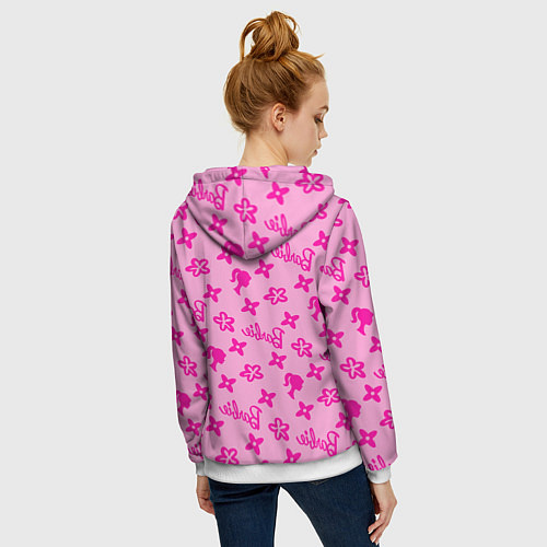 Женская толстовка на молнии Барби паттерн розовый / 3D-Белый – фото 4
