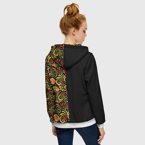 Женская толстовка на молнии Russia хохлома / 3D-Белый – фото 4