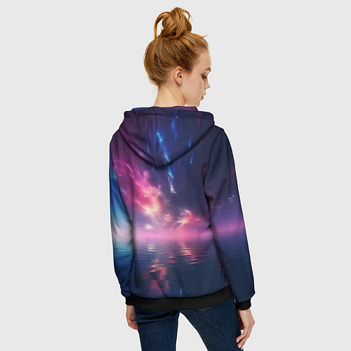 Женская толстовка на молнии Space and islands / 3D-Черный – фото 4