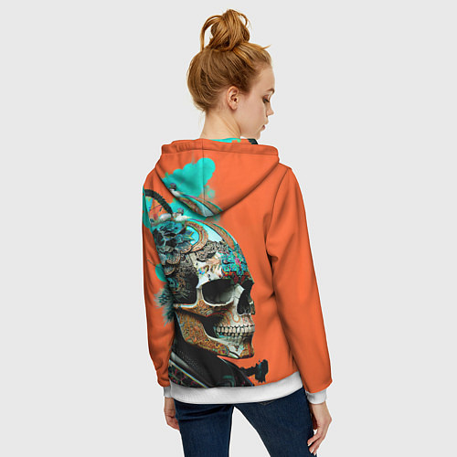 Женская толстовка на молнии Art skull - irezumi - Japan / 3D-Белый – фото 4