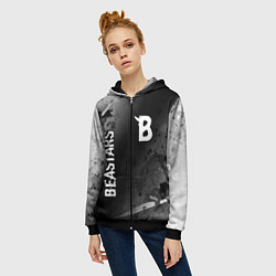 Толстовка на молнии женская Beastars glitch на темном фоне: надпись, символ, цвет: 3D-черный — фото 2